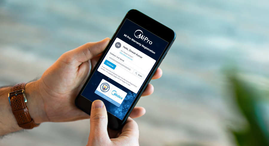 Midea warranty app on phone